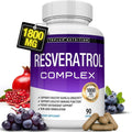 Resveratrol Supplement 1800 Mg Antioxidant Complex - Highly Potent Natural Trans-Resveratrol Pills for Healthy Aging, Overall Health Support, Immune System, Brain Function, for Men Women, 90 Capsules